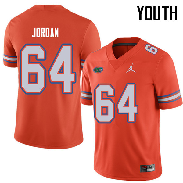 Jordan Brand Youth #64 Tyler Jordan Florida Gators College Football Jerseys Sale-Orange